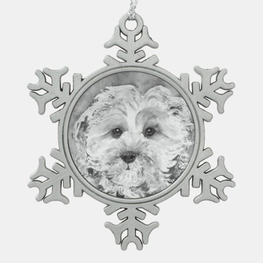 Cavapoo waterverf. keramische bal ornament (Voorkant)