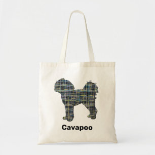 Cavapoo Yellow & Black Grid Line Tote Bag