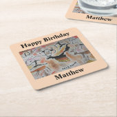 Cave Art Abstract Birthday Kartonnen Onderzetters (Schuin)