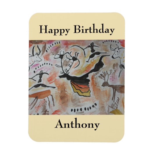 Cave Art Abstract Birthday Magnet Magneet (Verticaal)
