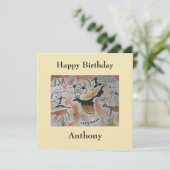 Cave Art Abstract Flat Birthday Kaart (Staand voorkant)