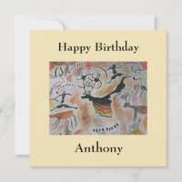 Cave Art Abstract Flat Birthday Kaart