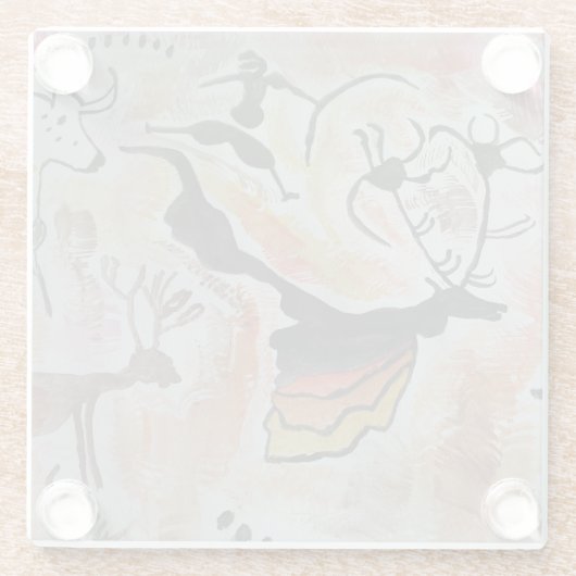 Cave Art Abstract Glazen Onderzetter (Achterkant)