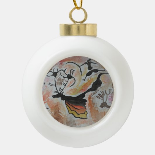 Cave Art Abstract Keramische Bal Ornament (Voorkant)