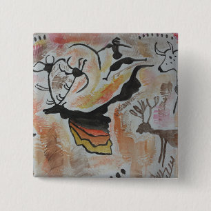Cave Art Abstract Vierkante Button 5,1 Cm