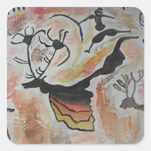 Cave Art Abstract Vierkante Sticker (Voorkant)