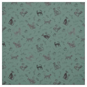 Cave Art Cats on Dark Gray Turquoise Stof (Swatch)