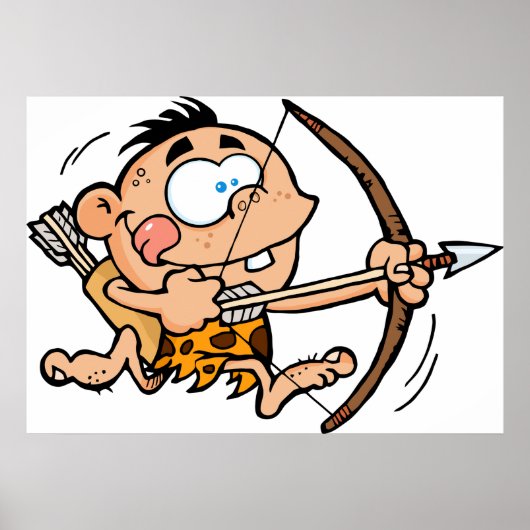 Cave Boy met buis en Pijl Poster (Voorkant)