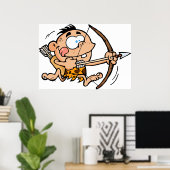 Cave Boy met buis en Pijl Poster (Thuiskantoor)