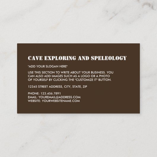 Cave, Cave Explorer, Sportsperson, Sportcoach Visitekaartje (Achterkant)