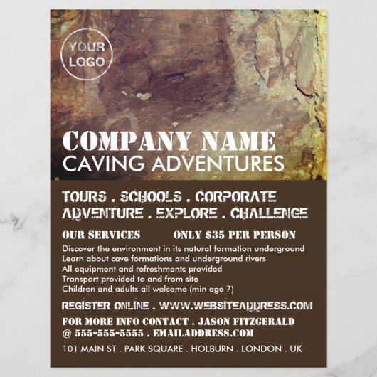 Cave, Caving Adventure Adverteren Flyer (Voorkant)