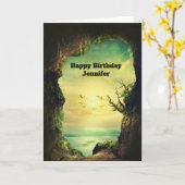 Cave die een Tropisch Zee Schilderachtig Dag voorb Kaart (Gele Bloem)