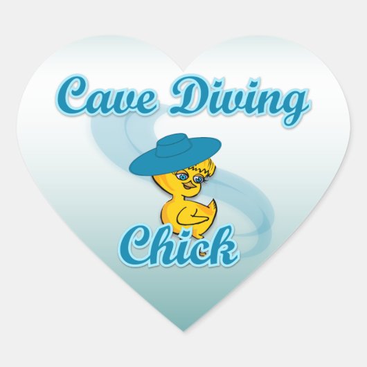 Cave Diving Chick #3 Hart Sticker (Voorkant)