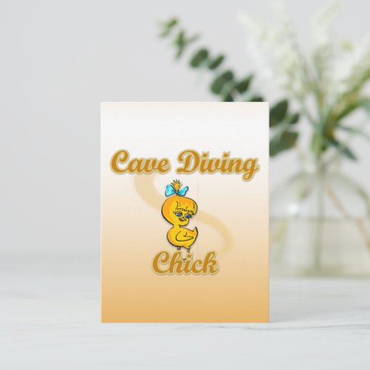 Cave Diving Chick Briefkaart (Staand voorkant)