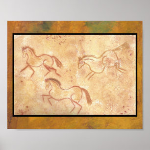 Cave Drawing Schilderen van paarden Poster