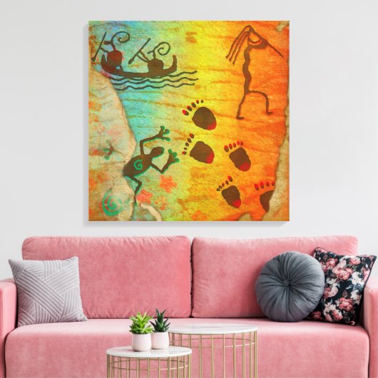 Cave Dwelling Native American DECOR Wrapped Canvas (Insitu (Woonkamer))