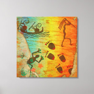 Cave Dwelling Native American DECOR Wrapped Canvas Afdruk