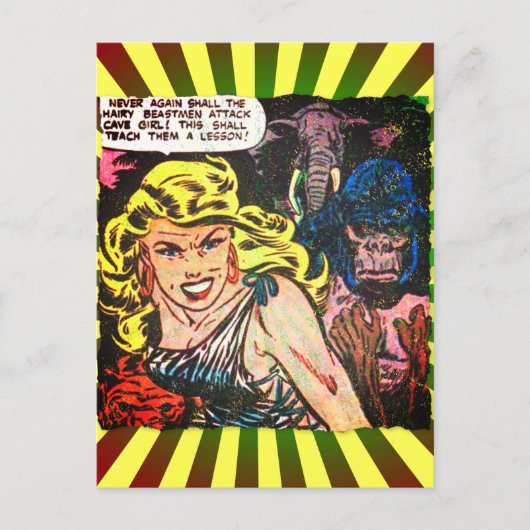 Cave Girl, Gorilla, Elephant Golden Age Comic Book Briefkaart (Voorkant)
