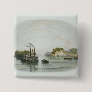 Cave-in-Rock, uitzicht op de Ohio, bord 7 van Volu Vierkante Button 5,1 Cm
