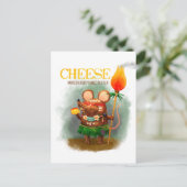 Cave Mouse en kaas Briefkaart (Staand voorkant)