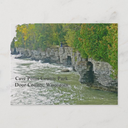"CAVE POINT COUNTY PARK "/ BEAUTIFUL DOOR COUNTY BRIEFKAART (Voorkant)
