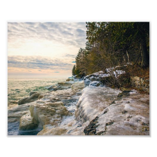 Cave Point - Icy Shores - Sunrise - Foto afdrukken (Voorkant)