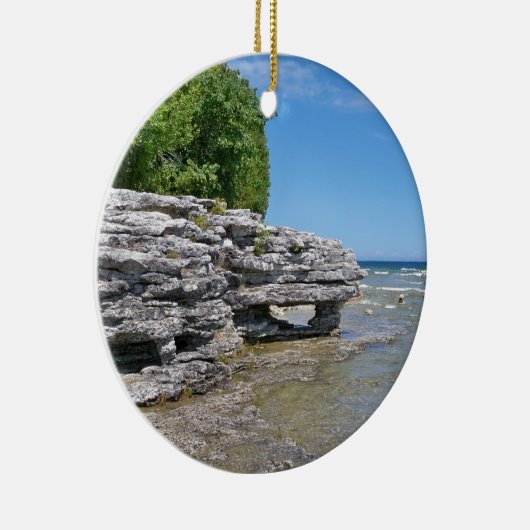 Cave Point Park Shoreline Keramisch Ornament (Rechts)