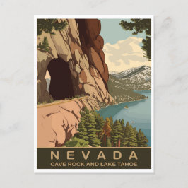 Cave Rock en Lake Tahoe Nevada, Reizen Briefkaart