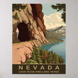 Cave Rock en Lake Tahoe Nevada, Reizen Poster