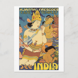 Cave Temples, zie India Travel Poster Briefkaart