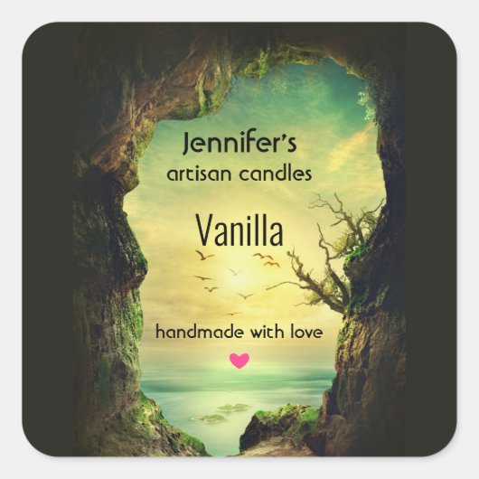 Cave vergeet een Tropisch Zee Kandle Biz Vierkante Sticker (Voorkant)