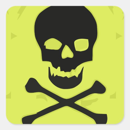 Caveira amarela vierkante sticker (Voorkant)