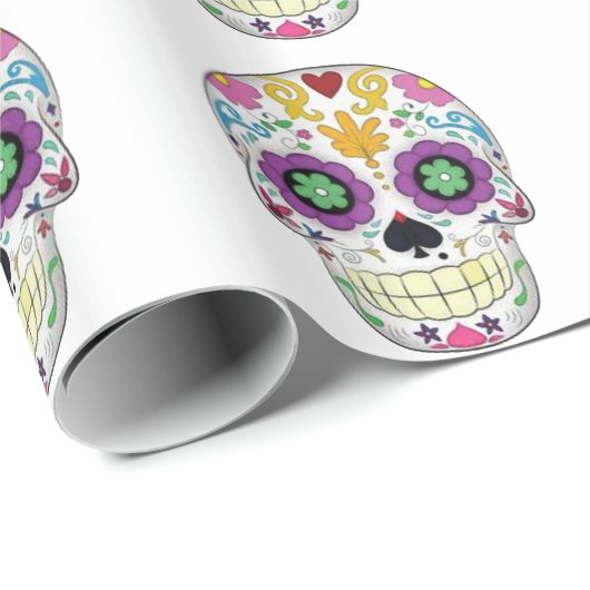 Caveira colorida com fundo branco cadeaupapier (Rol Hoek)