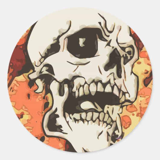 Caveira em amarelo ronde sticker (Voorkant)