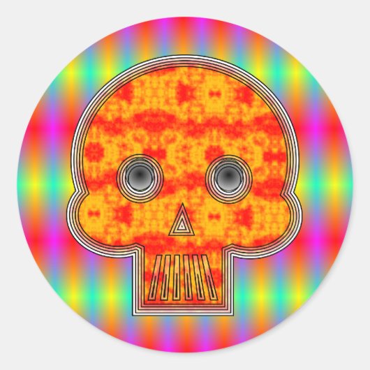Caveira Robô Colorida Ronde Sticker (Voorkant)