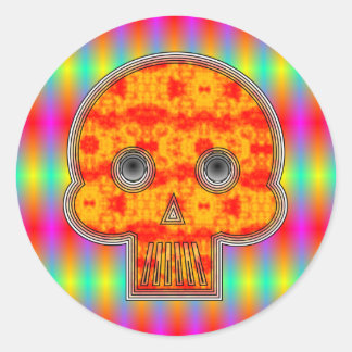 Caveira Robô Colorida Ronde Sticker