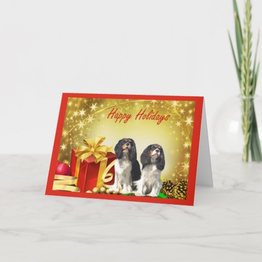 Cavelier King Charles Spaniel Christmas Kaart Gift (Voorkant)