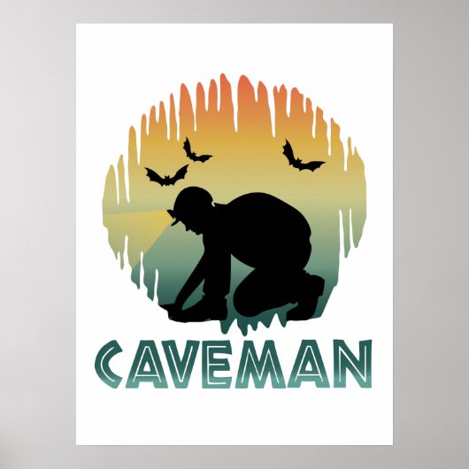 Caveman - Caver Speleology Poster (Voorkant)