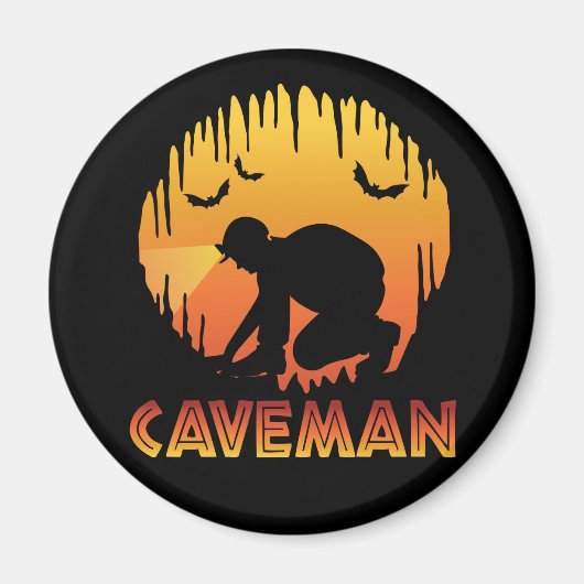 Caveman - Funny Caving Speleology Magneet (Voorkant)