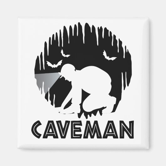 Caveman - Funny Spelunking Magneet (Voorkant)