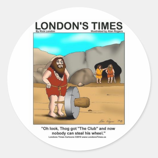 Caveman heeft de club... Funny Gifts & T - shirts Ronde Sticker (Voorkant)