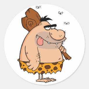 CAVEMAN HOLDING CLUB RONDE STICKER