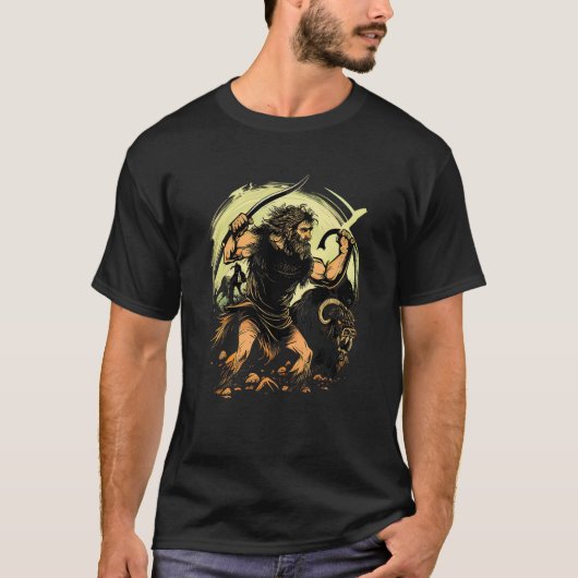 Caveman Hunting Beasts T-shirt (Voorkant)