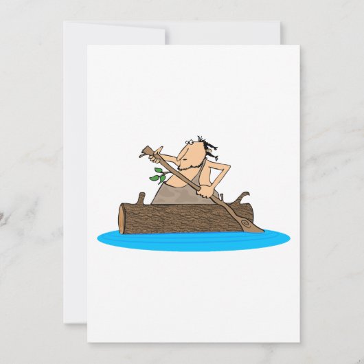 Caveman in een kano kaart (Voorkant)