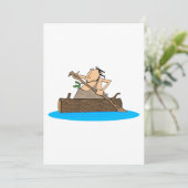 Caveman in een kano kaart (Staand voorkant)