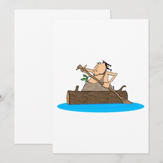 Caveman in een kano kaart (Voorkant / Achterkant)