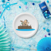 Caveman in een kano papieren bordje (Feest)