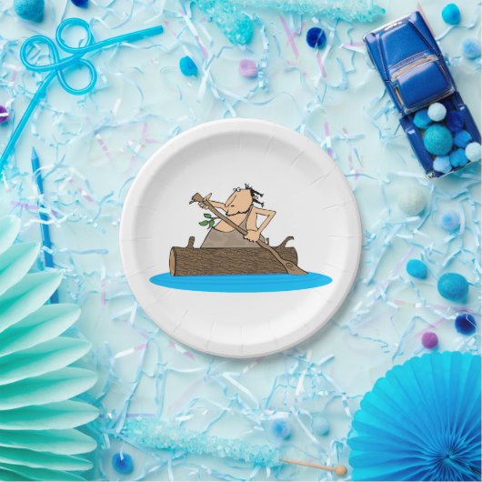 Caveman in een kano papieren bordje (Feest)