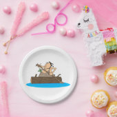 Caveman in een kano papieren bordje (Feest)