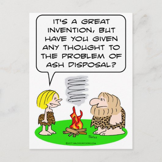 caveman invent brandbestrijding briefkaart (Voorkant)